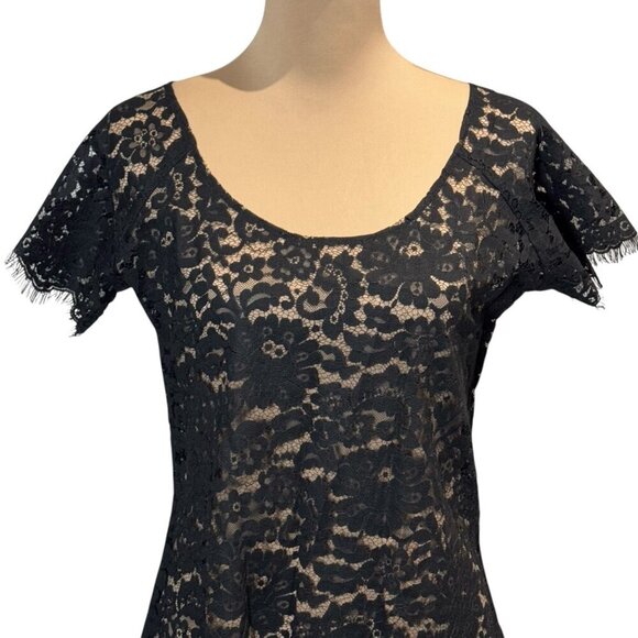 NWT Floral Lace Mini Dress Sz.L Black Sheer Goth Festival Y2K Beach Cover-Up - Picture 9 of 12